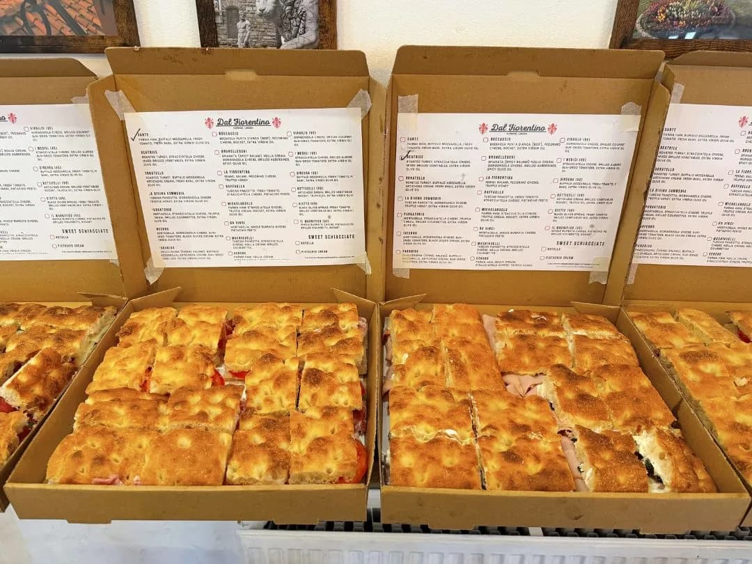 Dal Fiorentino schiacciata catering spread